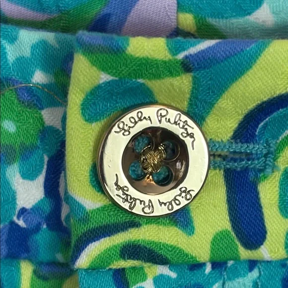 Lily Pulitzer Sz 8 Vibrant Blue and Green Kelly Ankle Lagoon Pants Cotton Blend - Picture 3 of 6